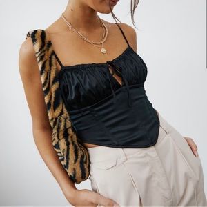 New Glassons black satin rushed bust corset size 8